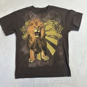 Animal Planet Lion Graphic Tee Shirt Kids Youth Size L Brown Roaring Wild Animal